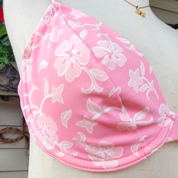 SEASTAR ♡ Beautiful Vintage 2pc Pink 'n White Floral Underwire Bikini Swimsuit 8 - Picture 15 of 17